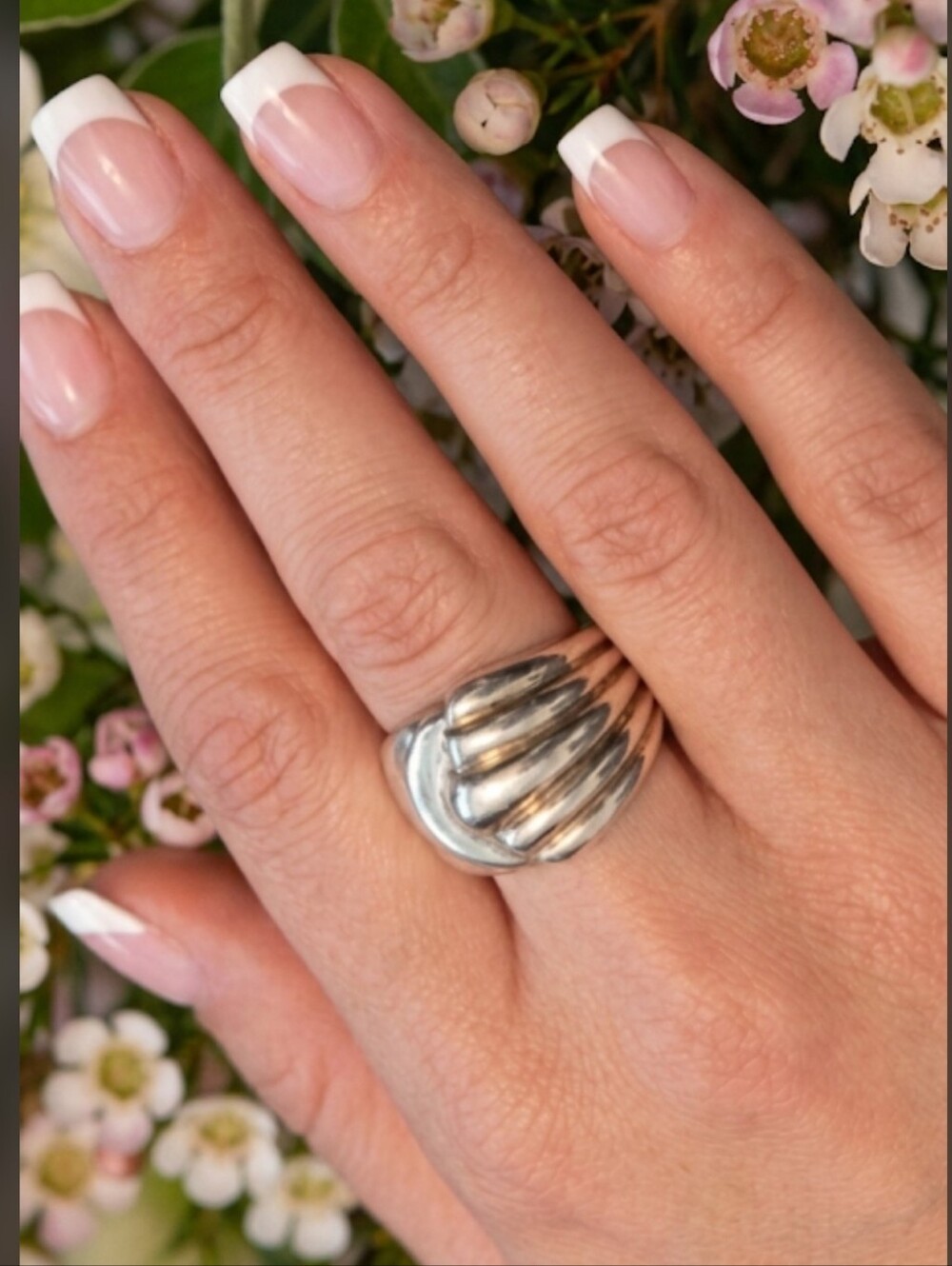 925 Sterling Silver Wave/Scalloped Statement Ring Size 7